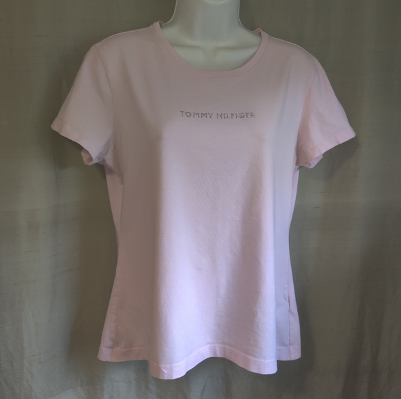 🗺️ Tommy Hilfiger Pretty pink Bling Logo T-Shirt - Picture 4 of 10